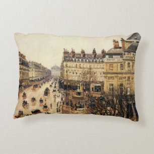 Place du Theatre Francais, Paris Rain by Pissarro Decorative Cushion