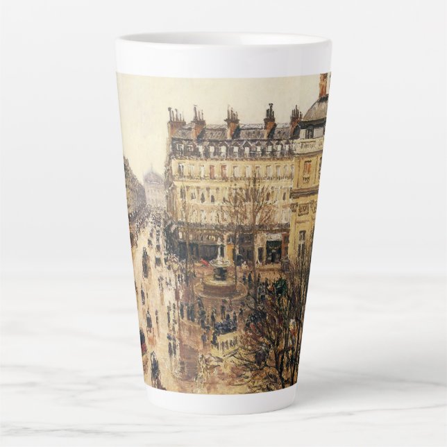 Place du Theatre Francais, Paris Rain by Pissarro Latte Mug (Front)