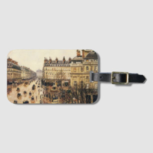 Place du Theatre Francais, Paris Rain by Pissarro Luggage Tag