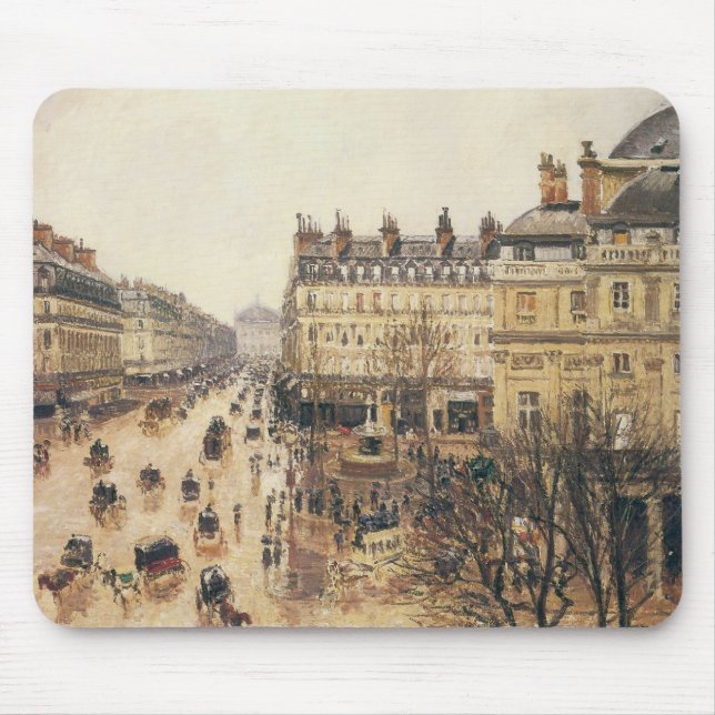 Place du Theatre Francais, Paris Rain by Pissarro Mouse Mat (Front)
