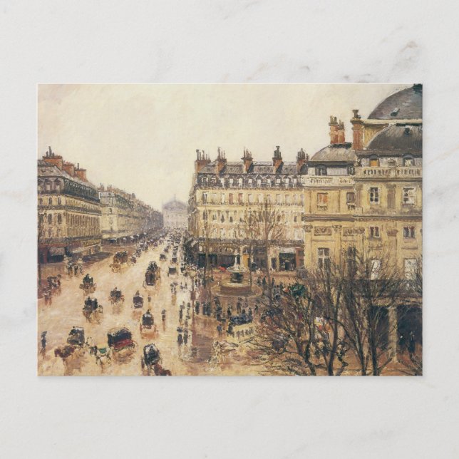 Place du Theatre Francais, Paris Rain by Pissarro Postcard (Front)