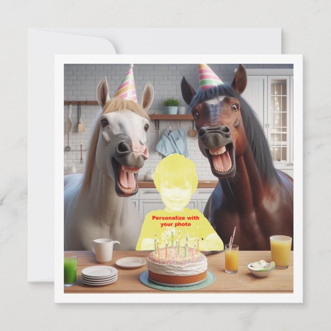 Place my face in the picture, horses and child  card (Front)