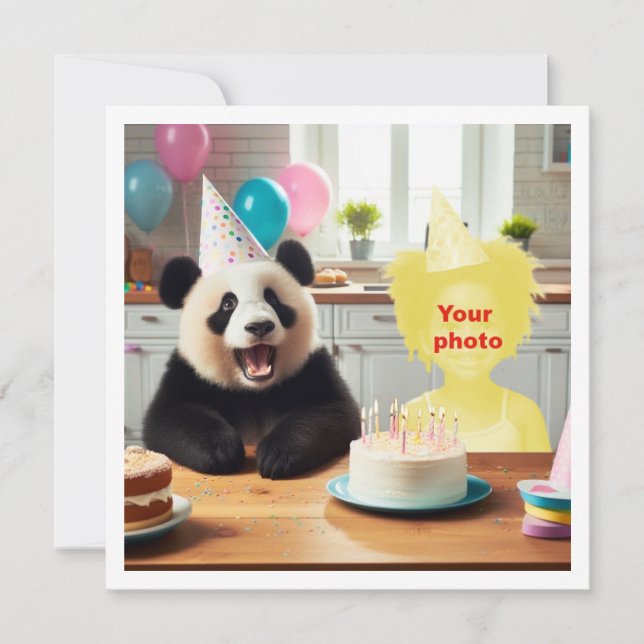 Place my face in the picture, Panda and child card (Front)