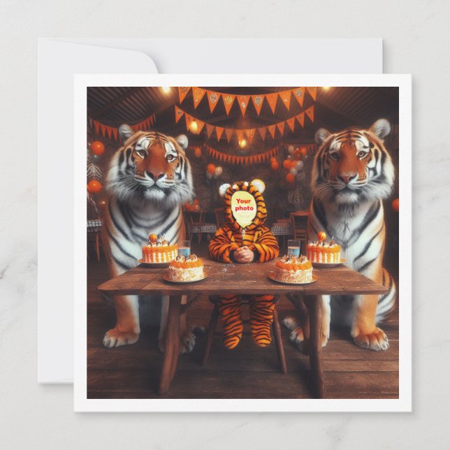 Place my face in the picture, tigers and child  card (Front)