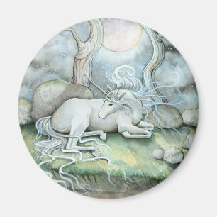 Place of Peace Watercolor Art Unicorn Fantasy Magnet