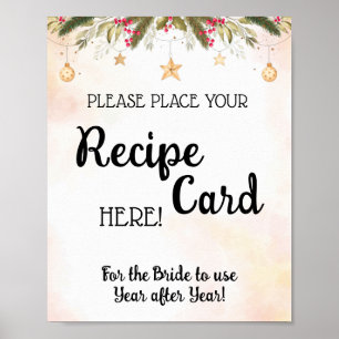 Place Recipe Card Christmas Bridal Shower Poster