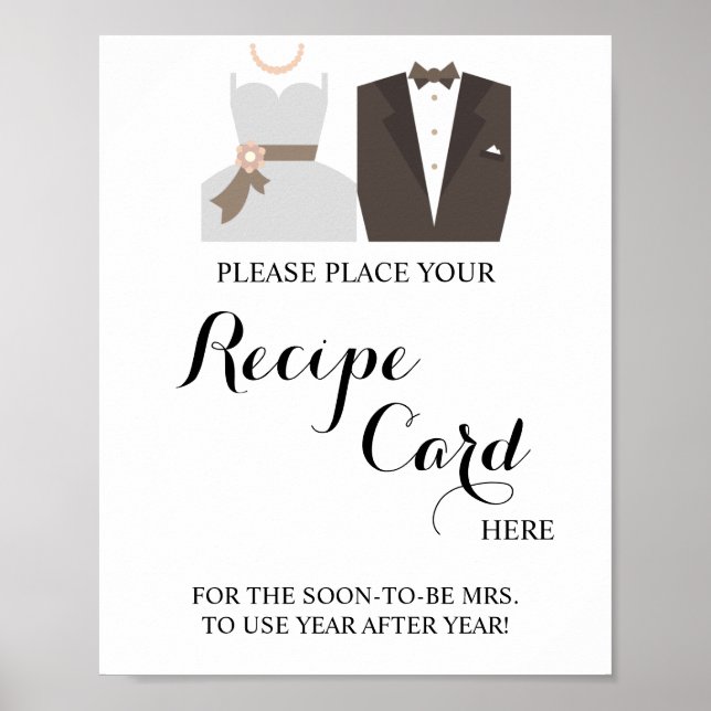 Place Recipe Card Here Bride & Groom Shower Sign (Front)
