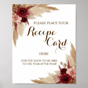 Place Recipe Card Here Pampas Grass Shower Sign