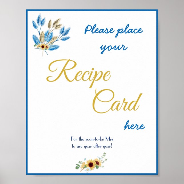 Place Recipe Card Shower Sign (Front)
