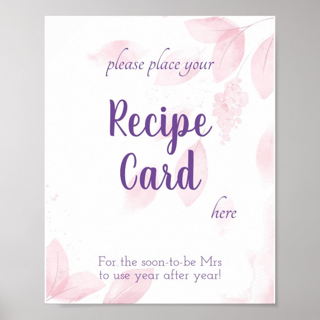Place Recipe Card Shower Sign (Front)