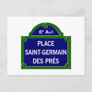 Place Saint-Germain des Pres, Paris Street Sign Postcard