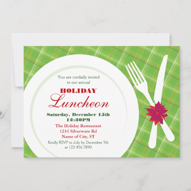 Place Setting Holiday Dinner Invitation (Front)