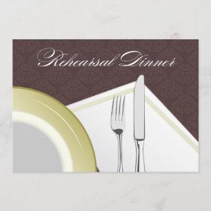 Place Setting Rehearsal Dinner Invitation (brown)