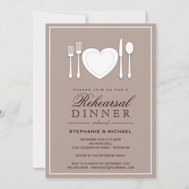 Place Setting Rehearsal Dinner Party Invitation (Front)