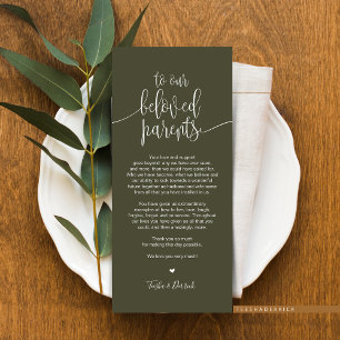 Place Setting Thank You Card for beloved Parents