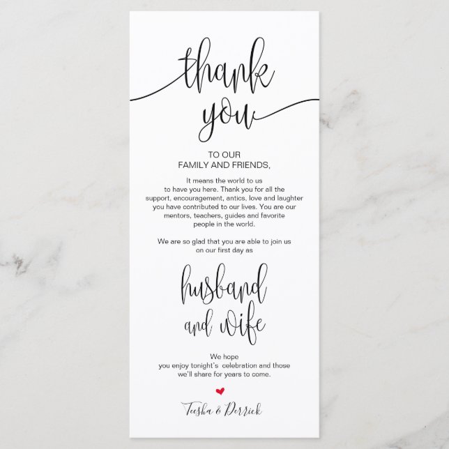 Place Setting Thank You Card for Wedding Dinner (Front)
