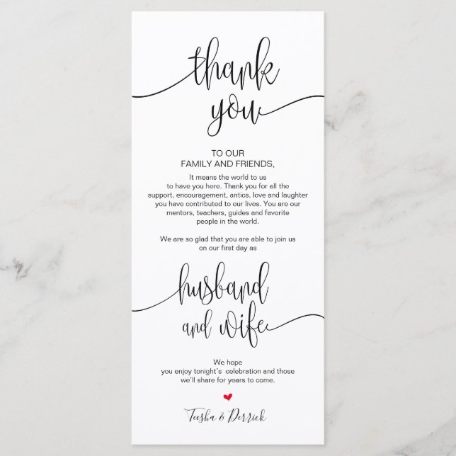 Place Setting Thank You Card for Wedding Dinner (Front)