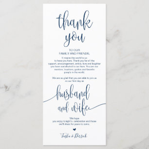 Place Setting Thank You Card in Navy Blue theme