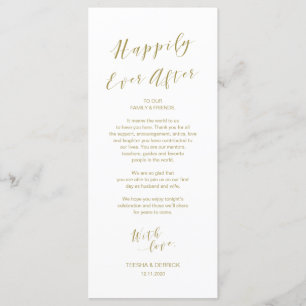 Place Setting Thank you card, modern Script Gold Programme