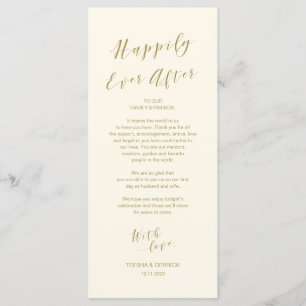 Place Setting Thank you card, modern Script Gold Programme