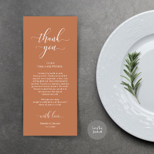 Place Setting Thank You, Elegant Copper Brown Card