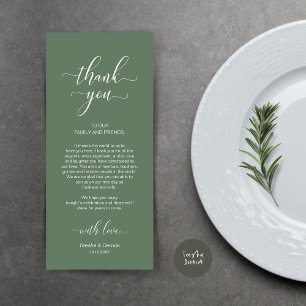 Place Setting Thank You, Elegant Sage Green Card