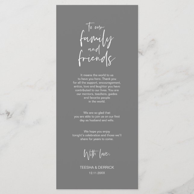 Place Setting Thank You, Minimalist Dark Grey Card (Front)