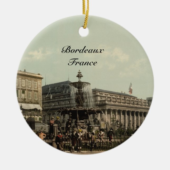 Place Tourny, Bordeaux, France Ceramic Tree Decoration (Front)