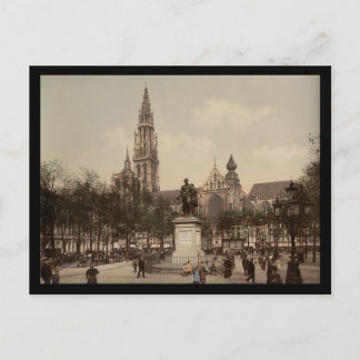 Place Verte and cathedral, Antwerp, Belgium Postcard