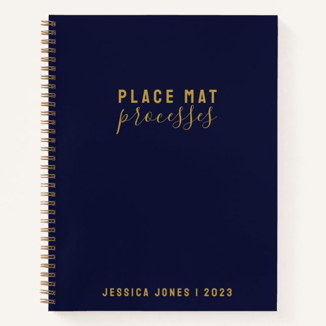 Placemat Processes Simple Navy Law of Attraction Notebook (Front)