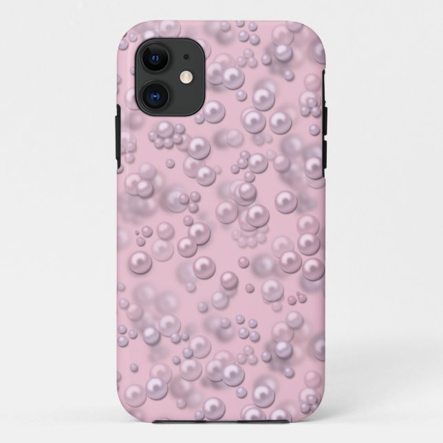 Placers of white-pink pearls on pink velvet Case-Mate iPhone case (Back)