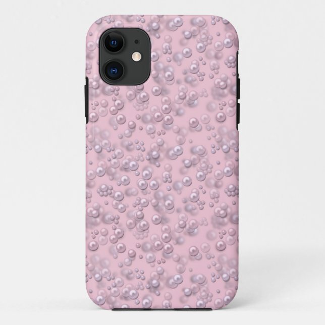 Placers of white-pink pearls on pink velvet Case-Mate iPhone case (Back)