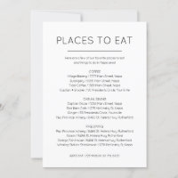 Places to eat and Things to do card