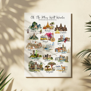 Places We’ll Wander Monogram Travel Bucket List Poster