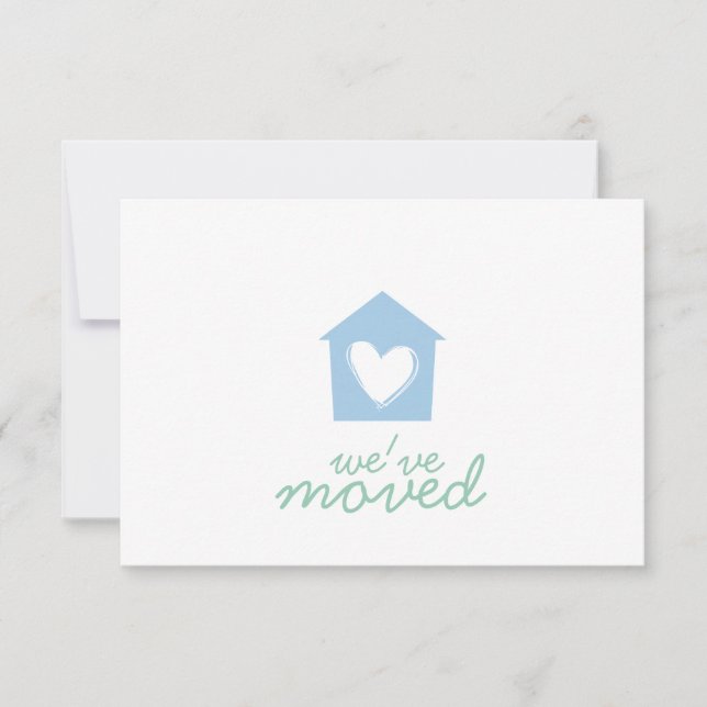 Placid Blue Heart House Housewarming Party Invite (Front)