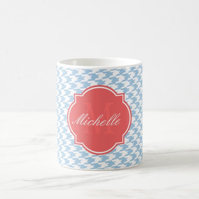 Placid Blue Houndstooth Monogram Mug (Center)