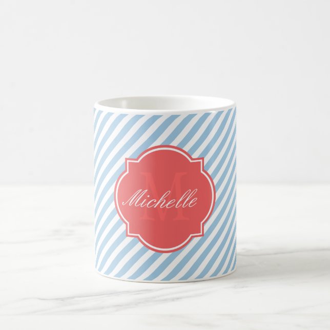 Placid Blue Stripe Monogram Mug (Center)