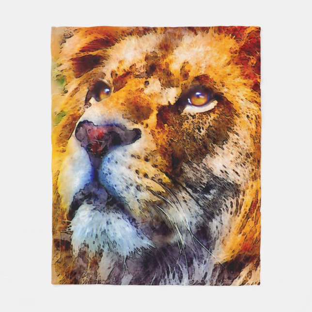 Placid Lion Face Fleece Blanket (Front)