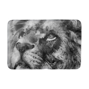 Placid Lion Face Silver Bath Mat