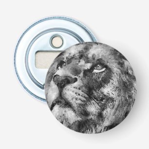 Placid Lion Face Silver Bottle Opener