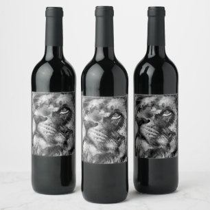 Placid Lion Face Silver Wine Label