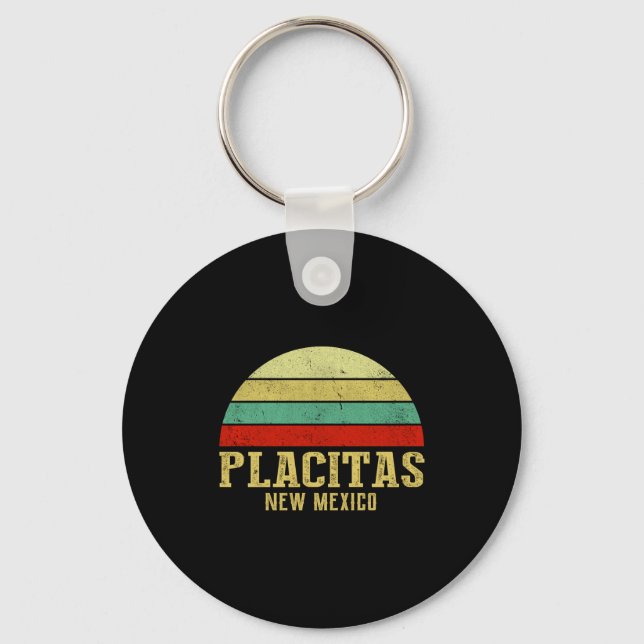 Placitas New Mexico Vintage Retro Sunset  Key Ring (Front)