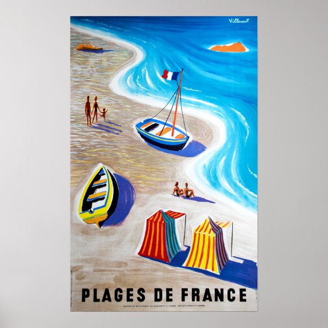 Plages de France Beaches of France Travel Poster (Front)