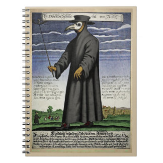 Plague Doctor - Colour Copper Engraving 1656 - Notebook