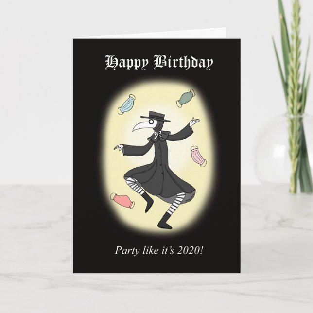 Plague Doctor dancing Funny Pandemic Birthday Card (Front)