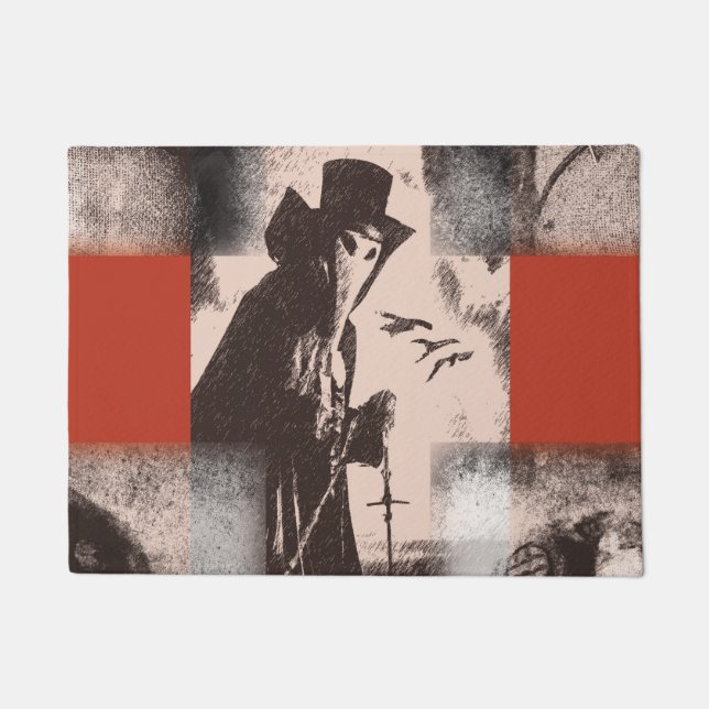 Plague Doctor Dr. Halloween Door Mat Macabre Dark  (Front)