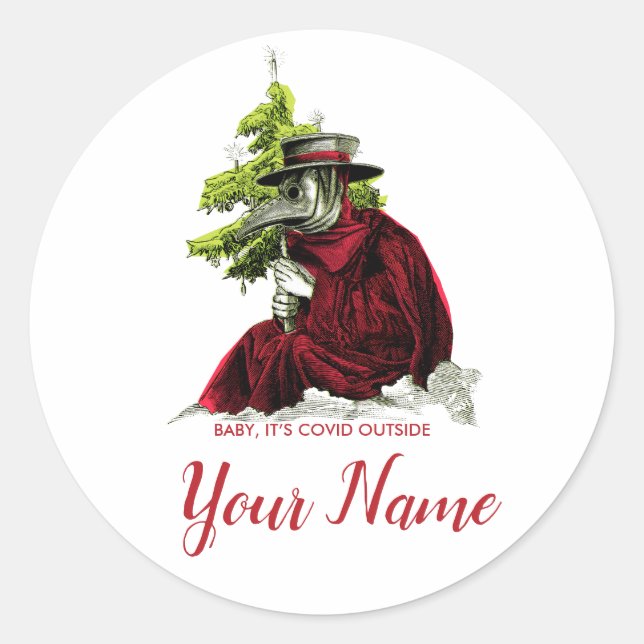 Plague Doctor Funny Xmas Sticker (Front)