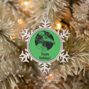 Plague Doctor Goth Horror Snowflake Pewter Christmas Ornament