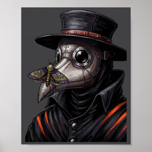 Plague Doctor Gothic Cottagecore Moth Face Mask Oc Poster
