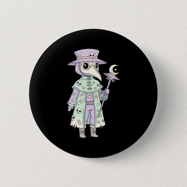 Plague Doctor Gothic Pastel Cute Moth Face Mask Oc 6 Cm Round Badge (Front)
